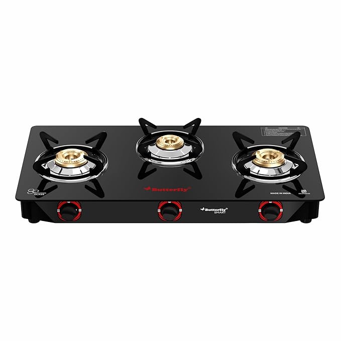 Butterfly Smart 3 Burner Glass Top Gas Stove